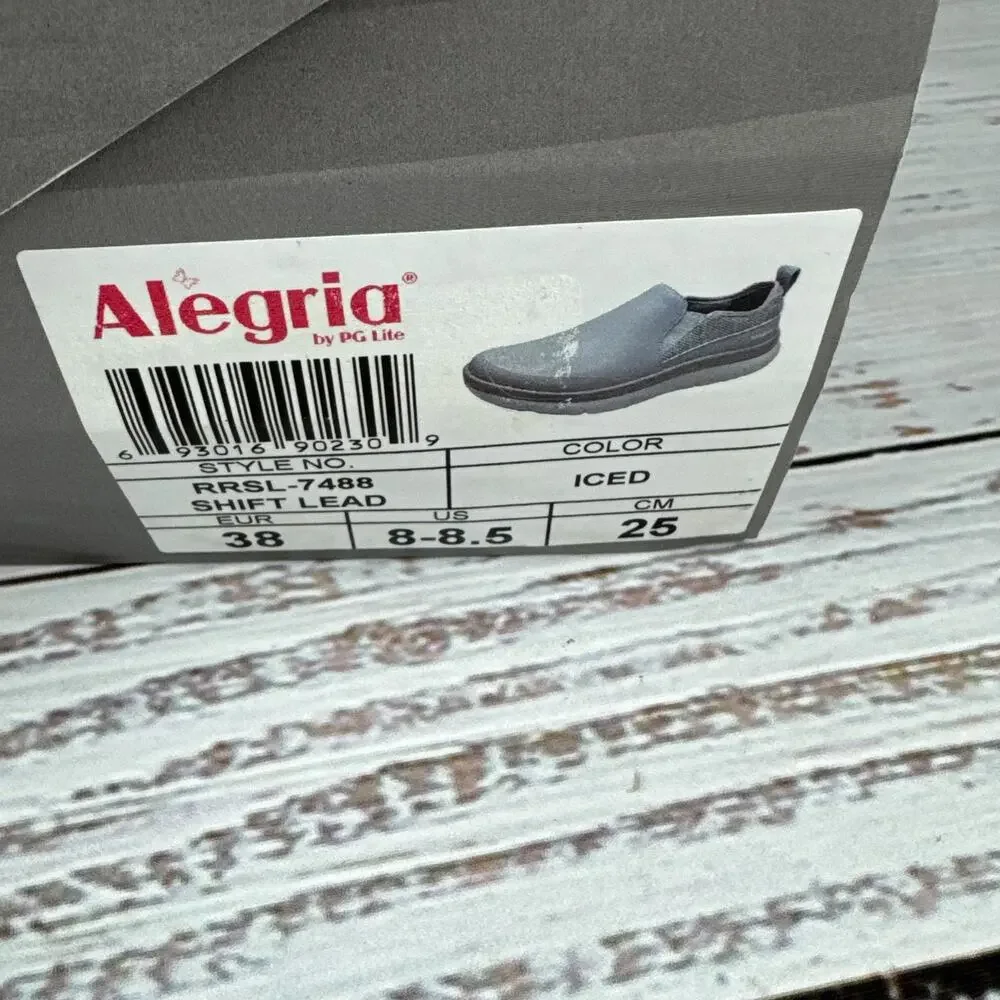Alegria Shift Lead Womens EU 38 US 8-8.5 Slip On Shoes Iced Gray Medium